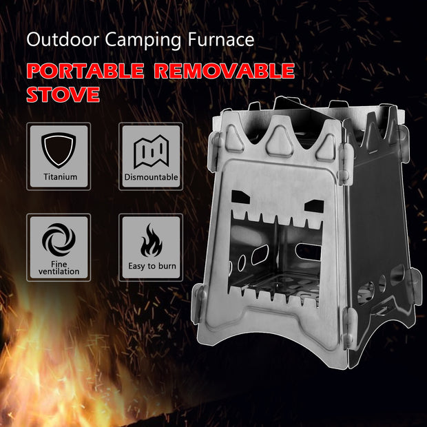 Camping Stove Stainless Steel Backpacking Stove Potable Wood Burning Stoves For Picnic BBQ Camp Hiking
