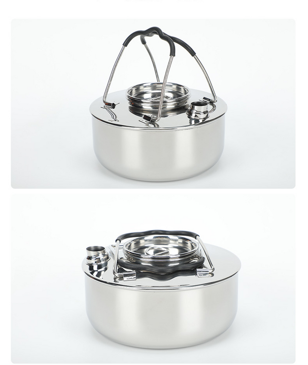 Outdoor Stainless Steel Coffee Kettle Opening Portable Wild Camping