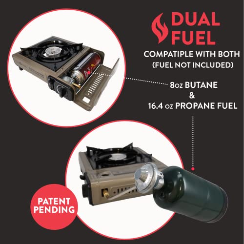 Gas One GS-3400P Propane or Butane Stove Dual Fuel Stove Portable Camping Stove - Patent Pending - with Carrying Case Great for Emergency Preparedness Kit
