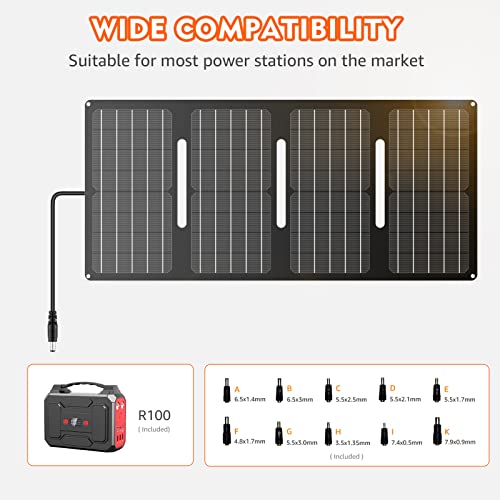 Apowking 146Wh Portable Power Bank with AC Outlet & 40W Foldable Solar Panel, Portable Laptop Charger 110V/100W with USB & DC Output for Camping, Home Emergency, Traveling, RV Trip