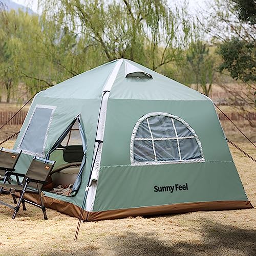 Glamping Inflatable Tent - Camping Tents for Family - Hiking and Backpacking - Suitable for 4-5 Person Camping - Quick with 3 Minute Setup - 7.8FT x 7.8FT x 5.6FT